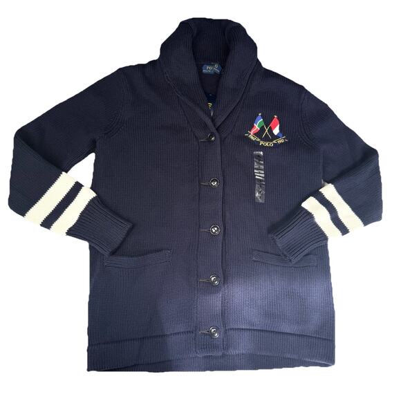 Polo Ralph Lauren Mens Cardigan Sweater Size S Button Navy cotton Long Sleeve - Picture 1 of 8